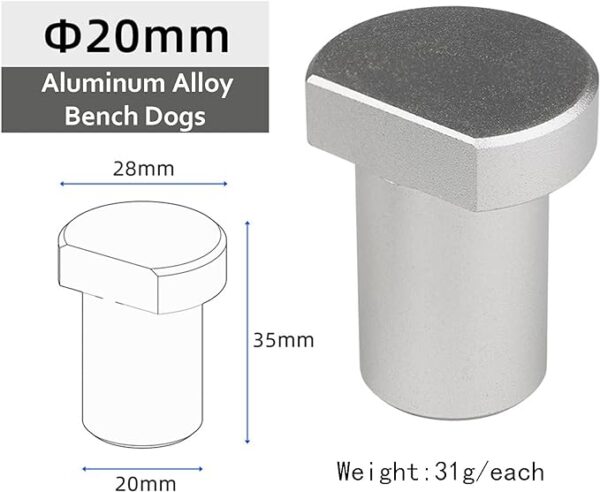 Bench Dog laag 20mm Aluminium - Afbeelding 4