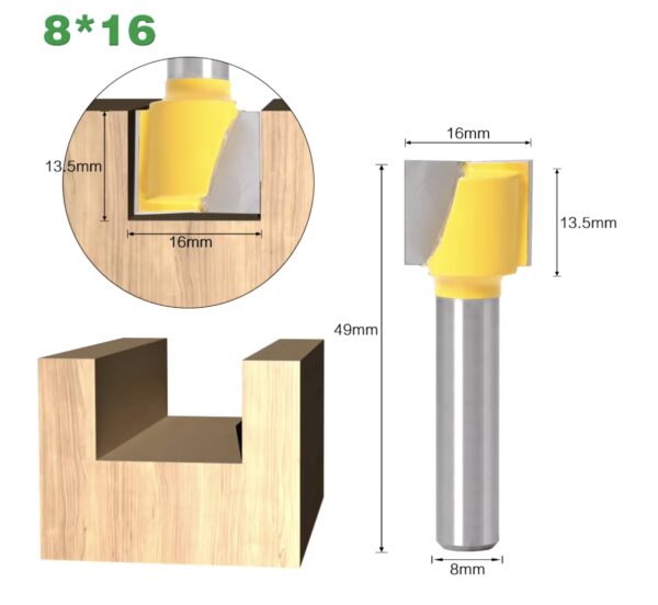 HM groeffrees 16mm met ondersnijders schacht 8mm