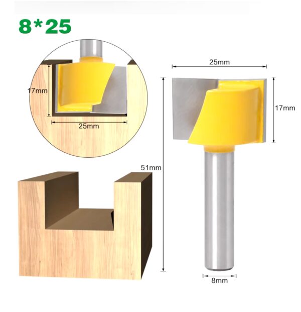 HM groeffrees 25mm met ondersnijders schacht 8mm