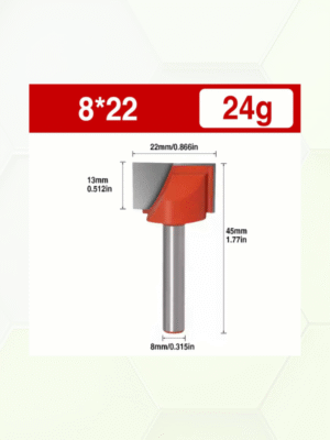 Hardmetalen frees 22mm met ondersnijders schacht 8mm.