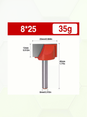 Hardmetalen frees 25mm met ondersnijders schacht 8mm.