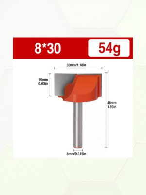 Hardmetalen frees 30mm met ondersnijders schacht 8mm.