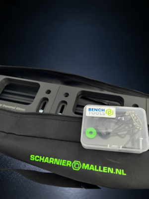 Complete scharniermallen set van 4st. 89mm mallen + rail systeem en tas Special Edition uitvoering.